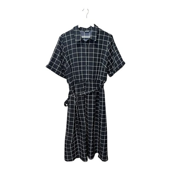 BloomChic Black & White Windowpane Grid Shirt Dress – Size 14/16 - Picture 1 of 4